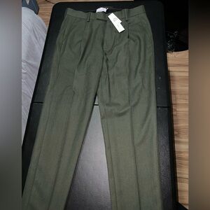 Top man olive green suit pants regular